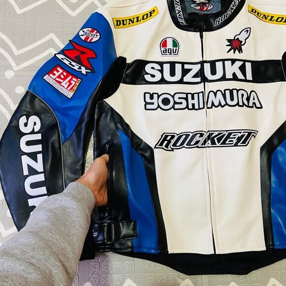 Joe Rocket SUZUKI Moto Racing Motorcycle Leather Jacket Embroidered - Picture 5 of 10